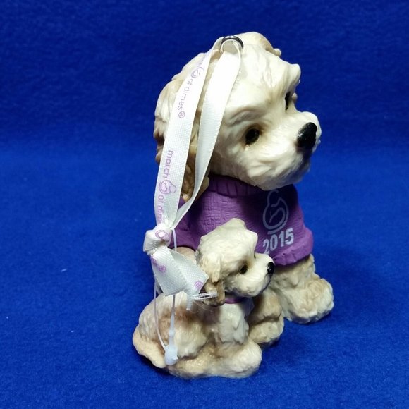 March Of Dimes 2015 Terrier Mom and Puppy Ornament Purple Sweater No Box - Picture 3 of 10